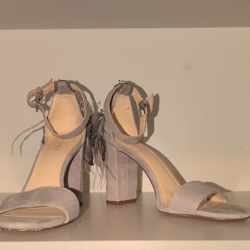 Nine West Gray Block Heel Sandals